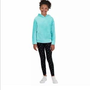 Calvin Klein Youth 2-piece Set Aqua Plush top and Black Leggings XS 5/6  NWT